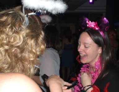 Laughing hen on her hen party